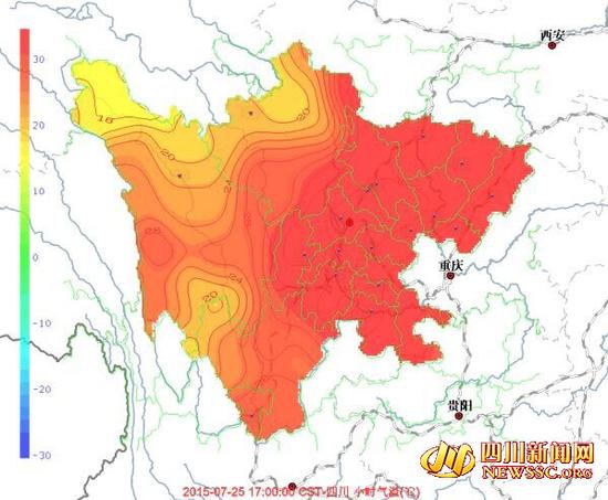 四川气温地图热得像一块烧红的铁块