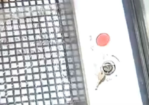 在自动扶梯的上下口,都会有一个红色的按钮,一旦出现意外,这两个按钮就是救命的按键。(视频截图)