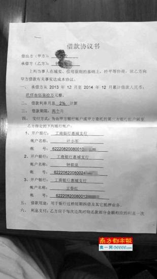 债权人出示的借款协议书。
