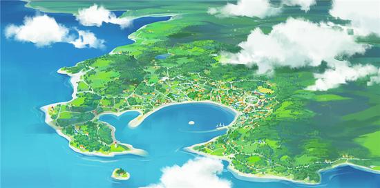 蓝鲸市全景,像不像在高空中看鼓浪屿?