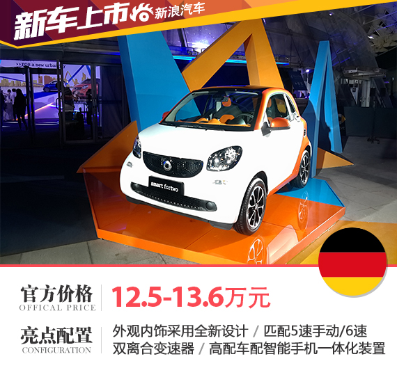 全新smart fortwo上市 售12.5-13.6万元