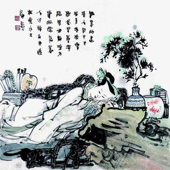 王家训 无意此画落人间　69cm×69cm 纸本　2014年