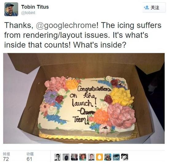 Chrome向微软Edge送蛋糕 给新浏览器庆生