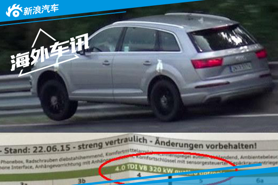 奥迪全新SQ7将搭载V8柴油机 马力435匹