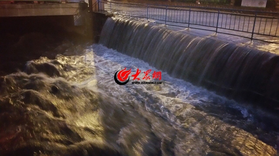 文化西路金龙大厦附近河道水流湍急。