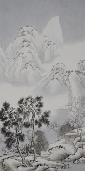 （排序12）山水四季之冬   李云峰   纸本淡彩   35cmx70cm   2015年