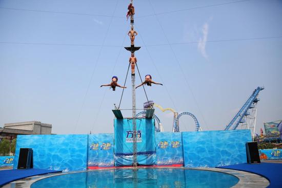 來自荷蘭的跳水隊員挑戰五人跳