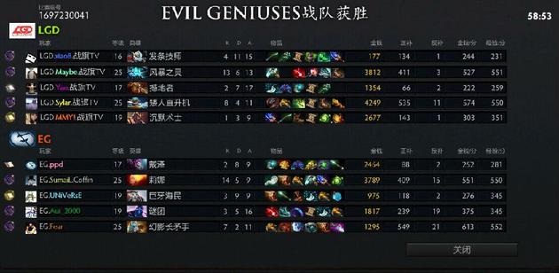 LGD VS EG第一局数据