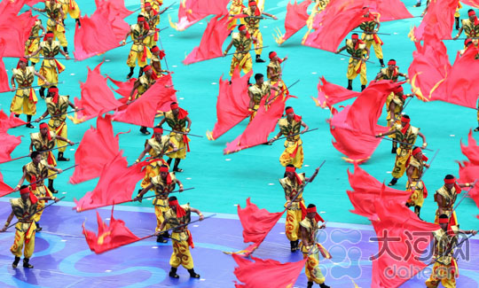 塔溝武校《千人馬頭旗》彩排現場