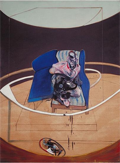弗朗西斯·培根，《肖像研究在折叠的床上》（Study for Portraiton Folding Bed），1963年