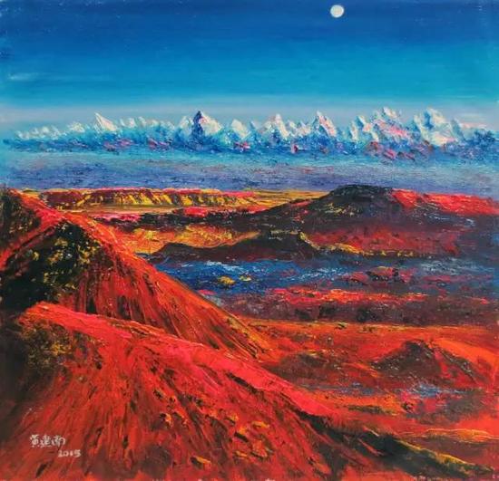 油画《光明在即》70×68cm