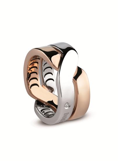 Damiani Baci ring in white and pink gold with diamond 20054143