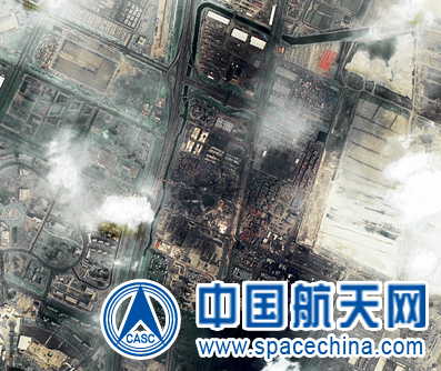 中国资源卫星应用中心提供的爆炸后卫星影像