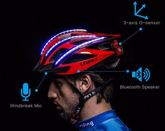 livall:内置80枚LED灯的智能自行车头盔 LIVALL Bling