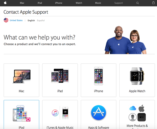 苹果公司官网的技术支持页面