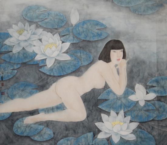 《荷》66×66cm