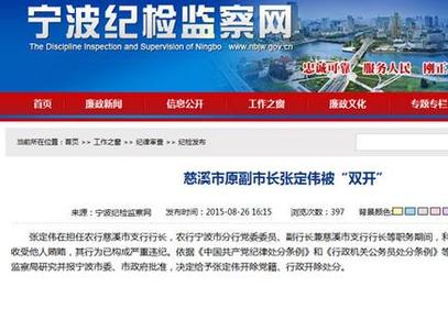 慈溪市原副市长张定伟被双开慈溪市原副市长张定伟被双开