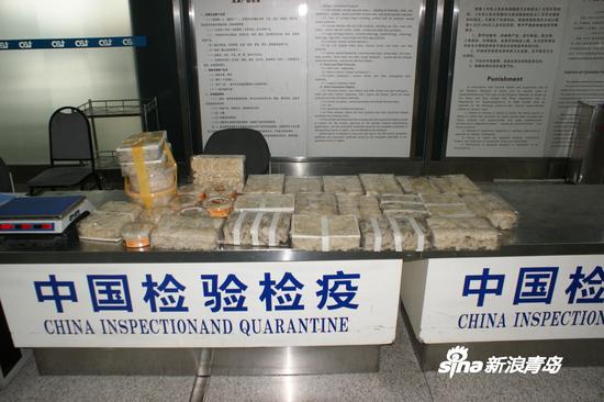 山东青岛机场检验检疫局截获大量非法入境燕窝