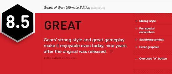 《战争机器：终极版》IGN评分出炉
