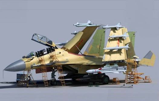 挂载了鹰击12反舰导道的某新型舰载机（模拟图）