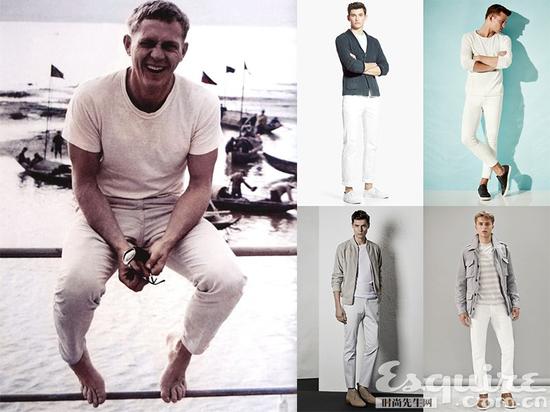 Steve McQueen——白色T恤×白色牛仔裤