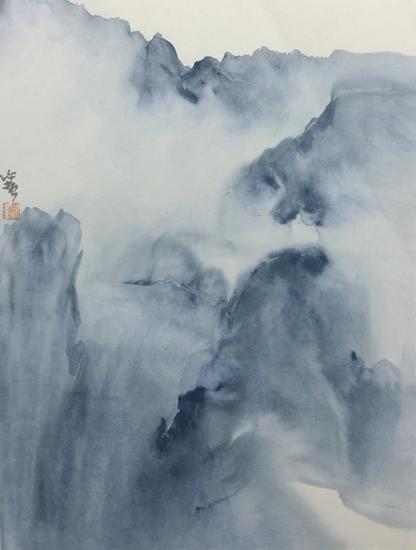 美术史家薛永年谈许振的水韵青花山水作品_中