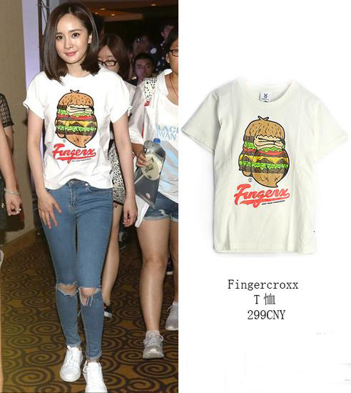 杨幂钟爱平价货 300T恤穿出3000质感