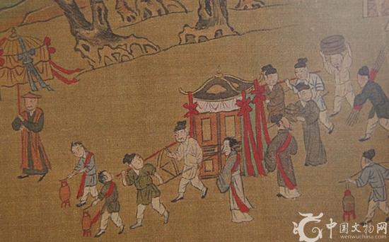 辛丑本《清明上河图》之迎娶图(局部)(翻拍自《仇英模清明上河图鉴赏》一书)
