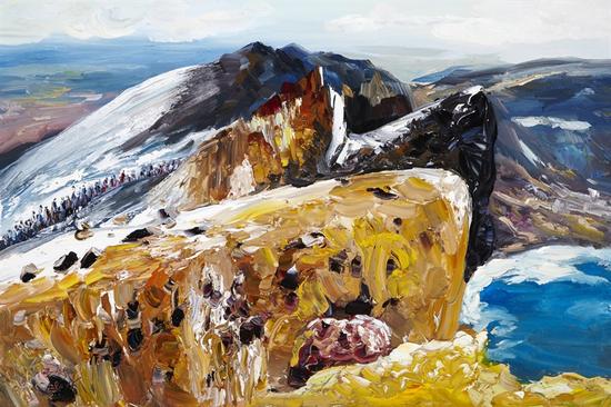 周昌新笔下的长白山展览亮相长春_油画雕塑