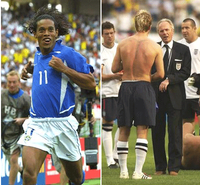 2002年世界杯上 小罗诡异任意球让英格兰饮恨