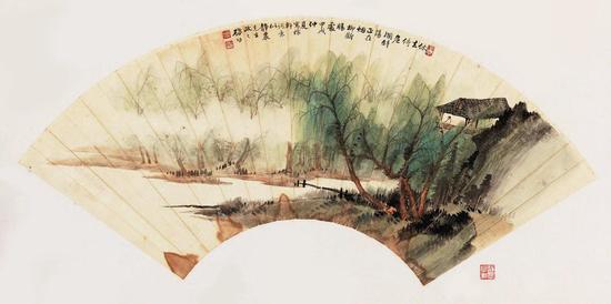 启功《稼轩词意》 1934年作 纸本镜心  尺寸：18.5×52.5cm