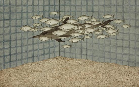 何曦 海洋世界（三） 水墨画 93X149cm 2014