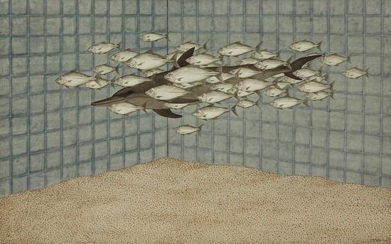 何曦 海洋世界（三） 水墨画 93X149cm 2014