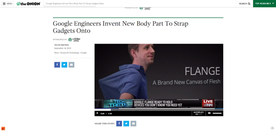 标题：《谷歌工程师发明人体新器官：电子产品再多也能拿得住》。你们感受下。