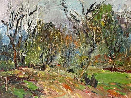 林边开阔地 15×20CM 油画 2003年