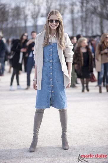 明星穿牛仔裙街拍