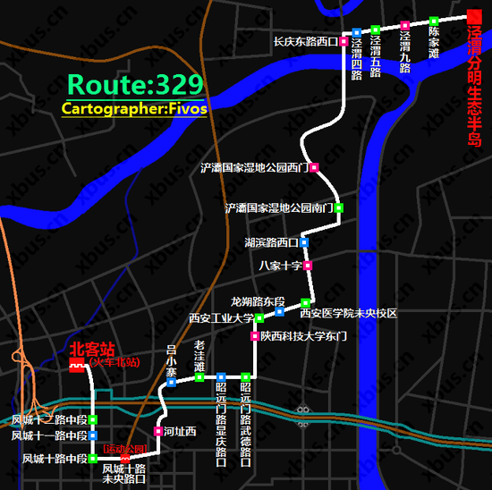 329公交线路图 图片来源：西安公交网