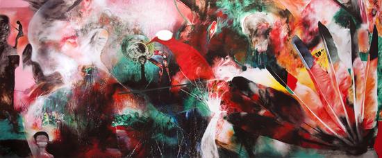 蝴蝶效应 Butterfly effect 布面油彩 Oil on Canvas 200x480cm 2013