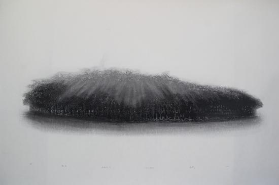 《停·行之四》 李斌    木版水印 140cmx88cm