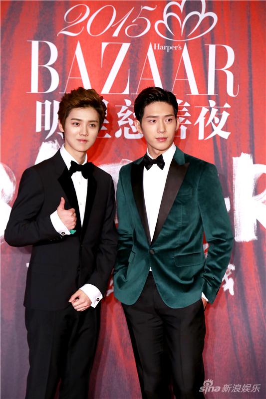 鹿晗出席芭莎明星慈善夜 搭井柏然赞黄渤|井柏