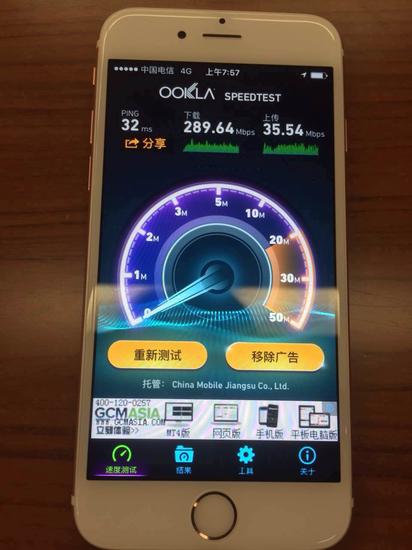 �й�����iPhone 6s�ֳ����ٴ�288.94Mbps