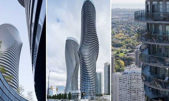 在加拿大多伦多市西边的密西沙加市，有两栋如美国女影星玛丽莲?梦露般身材的螺旋型大厦。