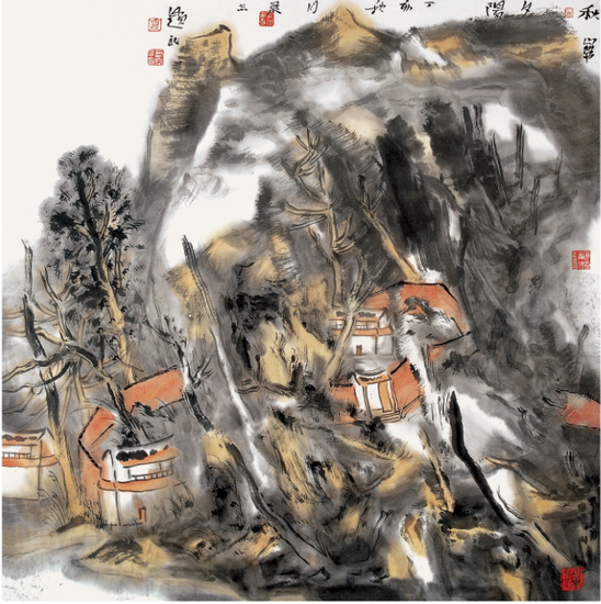 贾荣志 秋山带夕阳2007.68cmX68cm