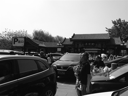 每到黄金周，济南市区各大景区的停车场都停得满满当当（资料片）记者王新超摄