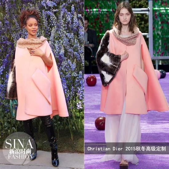 蕾哈娜身穿Dior 2015秋冬高级定制亮相秀场