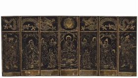 《三教圣像泥金手绘图册》（明末泥金写本），为古时善男信女诵习时的供物，存世稀少，此次展出的图册由民间收藏家高涛提供