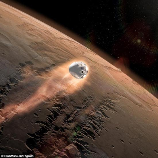 SpaceX公司近日公布了该公司“龙”飞船冲入火星大气层的想象图。而美国宇航局也正在设想使用该公司的“龙”飞船执行未来火星任务的方案