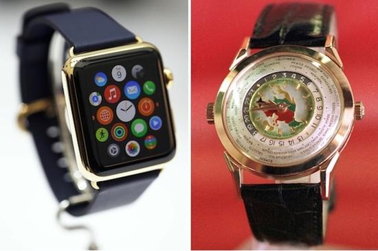 apple watch 与瑞士手表，apple watch edition采用18k黄金制作，售价超过10万元人民币。