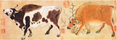 五牛图卷(局部) 韩滉(唐) (现藏于故宫博物院)