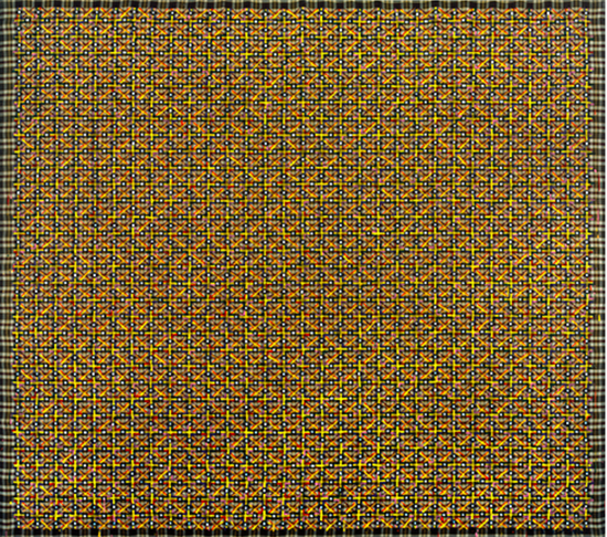 丁乙《十示 98-8》，成品布上丙烯，140 x 160 cm